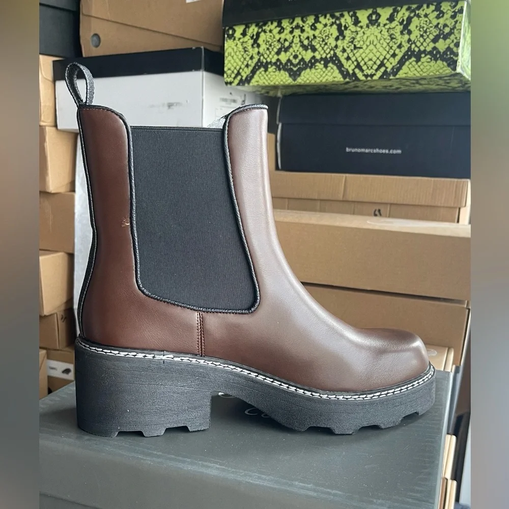 NEW - Women's Platform Chelsea Boots Chunky Heel‎ Slip On Elastic
